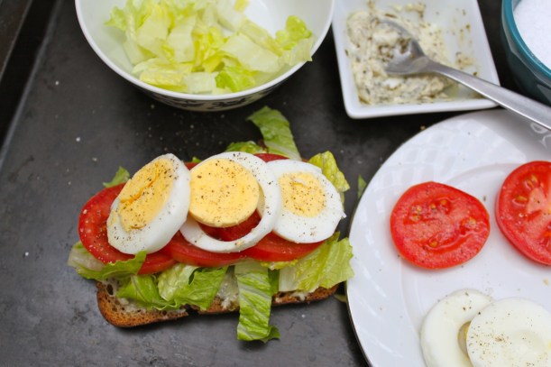 egg, lettuce & tomato open face sandwich | two coast kitchen